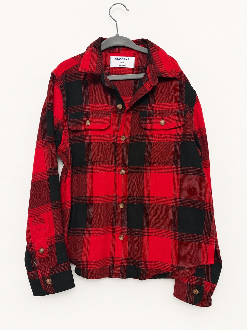 Old Navy Red and Black Plaid Button-Down Shirt